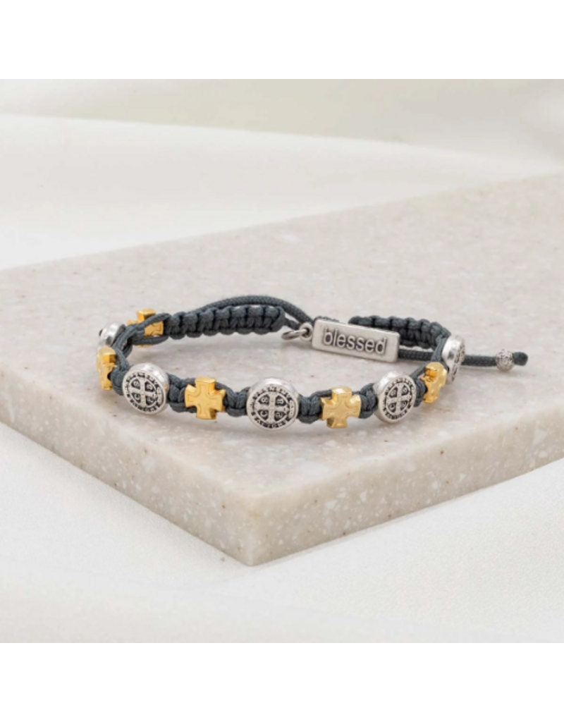 MY SAINT MY HERO Blessing in Faith Bracelet in Slate/Two Tone