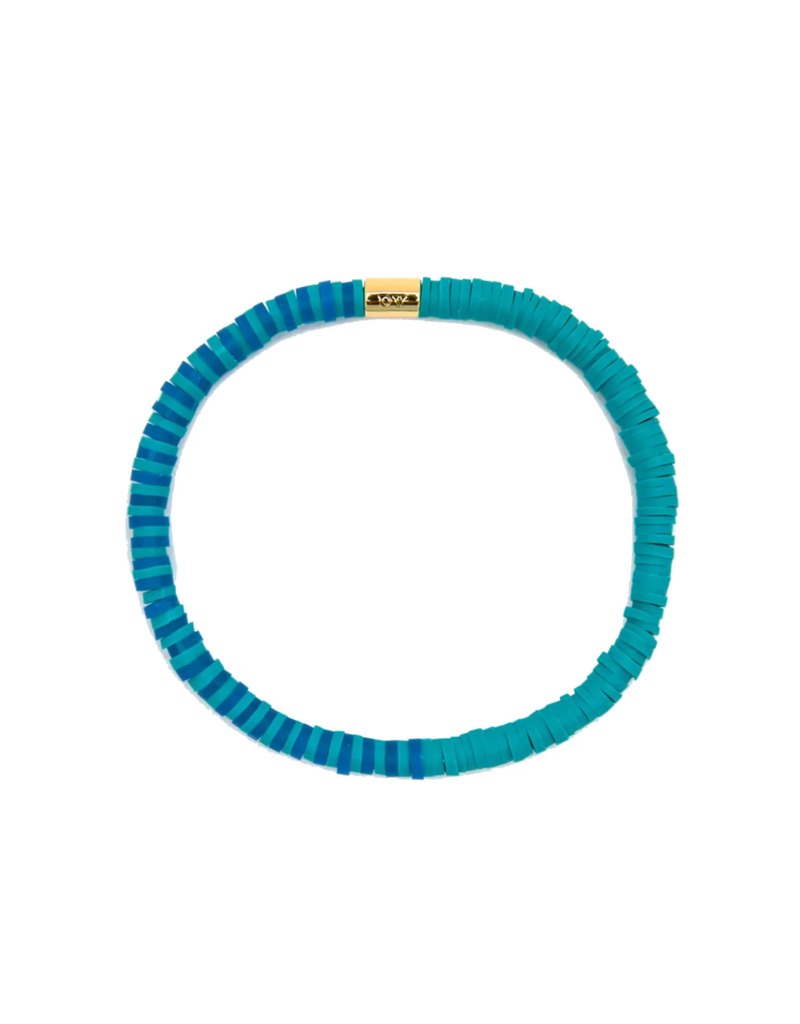 PURA VIDA Seascape Vinyl Disc Stretch Bracelet in Lagoon