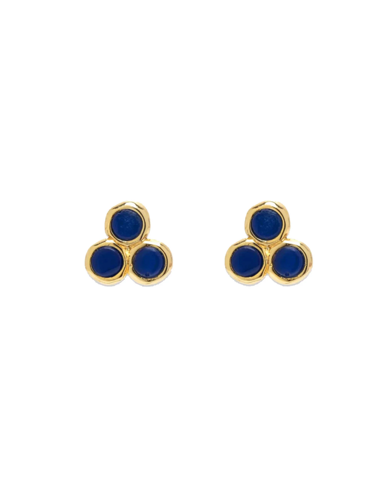 PURA VIDA Surfrider Three Stone Stud Earrings in Gold