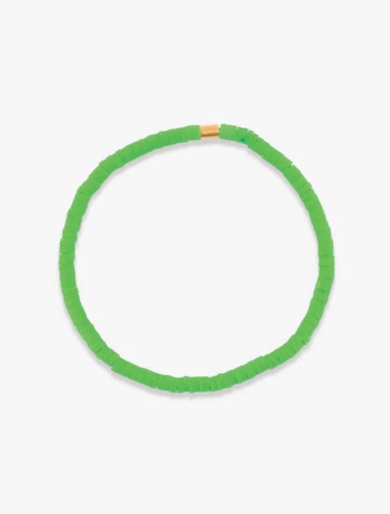 PURA VIDA Cabrillo Vinyl Disc Stretch Bracelet in Bright Green