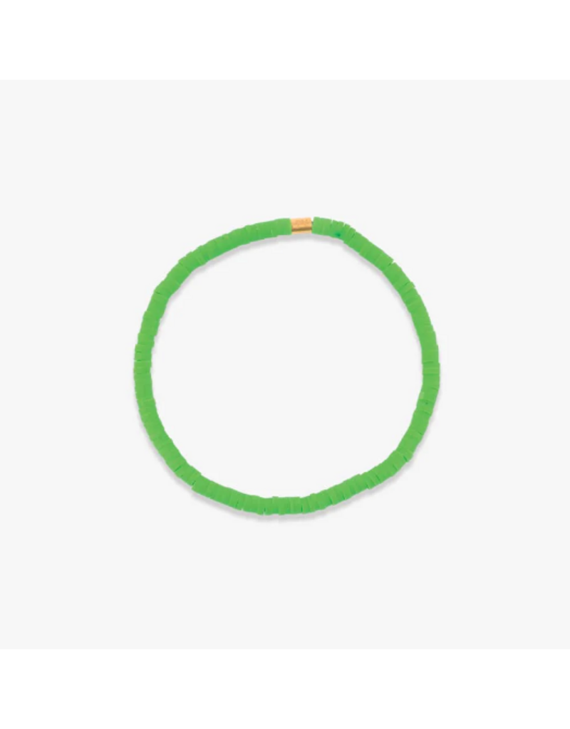 PURA VIDA Cabrillo Vinyl Disc Stretch Bracelet in Bright Green