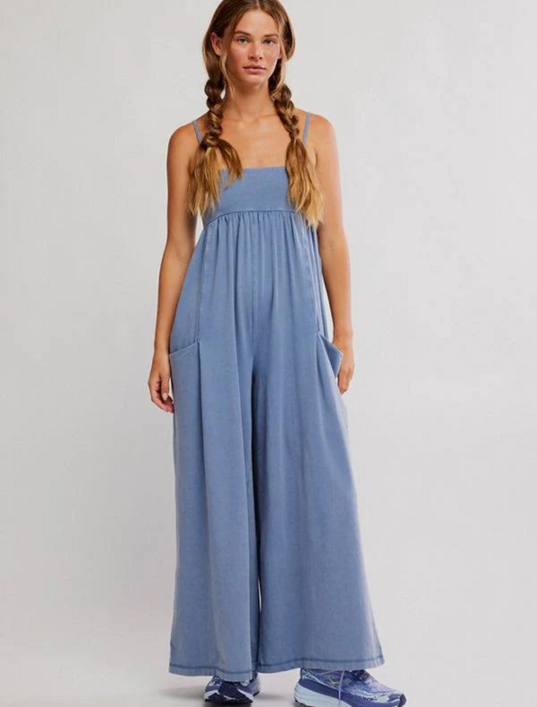 FREE PEOPLE MOVEMENT Hot Shot Strappy Onesie in Blue Ash