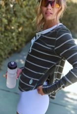 FREE PEOPLE MOVEMENT Cool Down Striped Crew in Black Combo