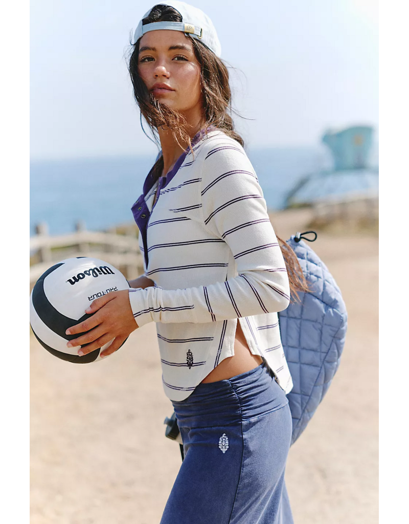 FREE PEOPLE MOVEMENT Cool Down Striped Crew in Ivory Combo