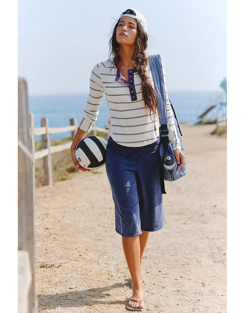 FREE PEOPLE MOVEMENT Cool Down Striped Crew in Ivory Combo