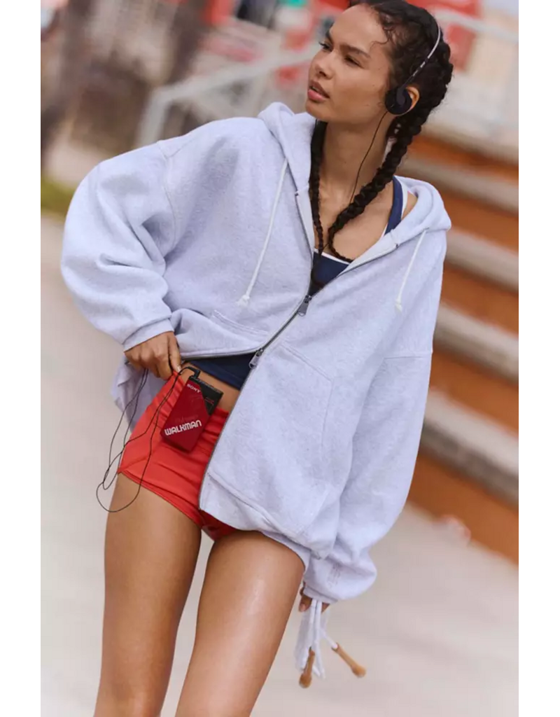 FREE PEOPLE MOVEMENT Final Call Zip Up in White Heather Grey