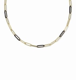 KENDRA SCOTT DESIGN Courtney Gold Enamel Link and Chain Necklace in Black Enamel