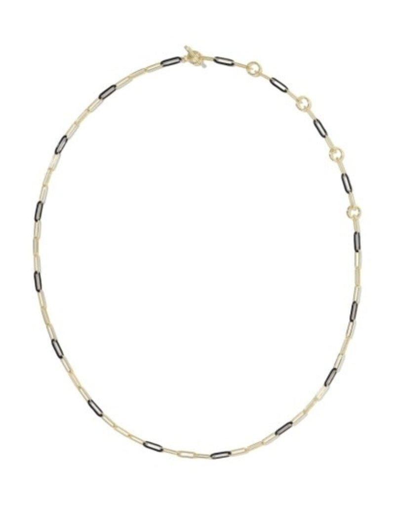 KENDRA SCOTT DESIGN Courtney Gold Enamel Link and Chain Necklace in Black Enamel