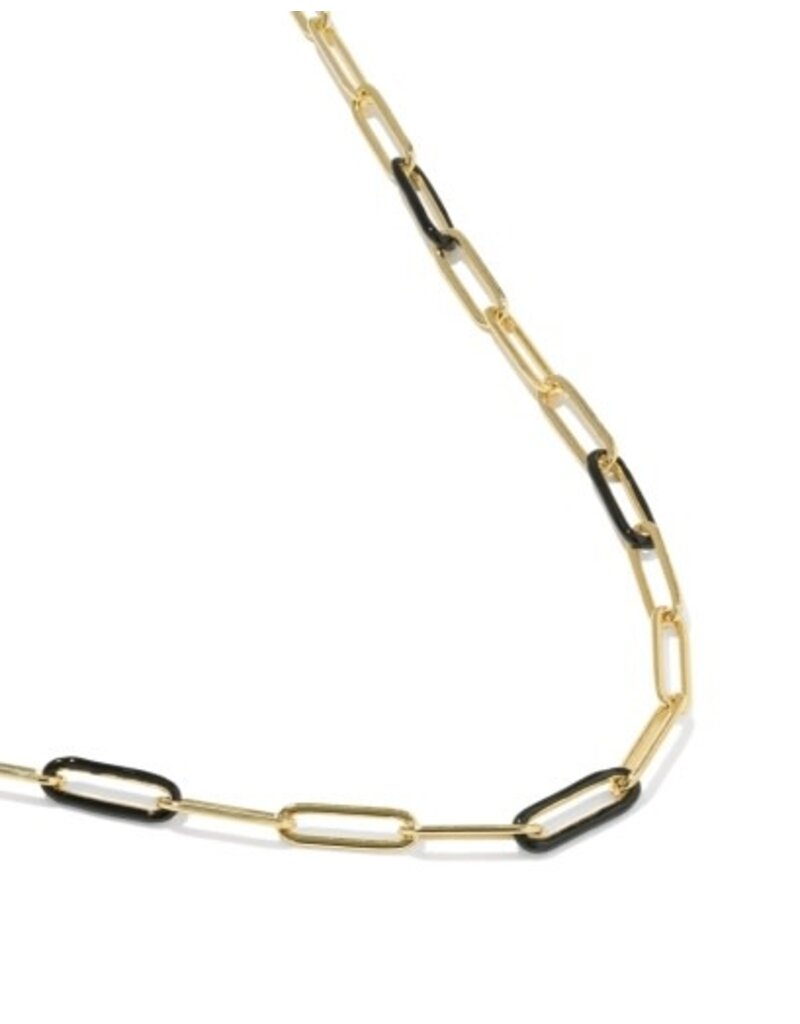 KENDRA SCOTT DESIGN Courtney Gold Enamel Link and Chain Necklace in Black Enamel