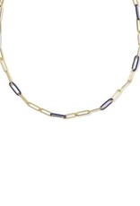 KENDRA SCOTT DESIGN Courtney Gold Enamel Link and Chain Necklace in Dark Blue Enamel