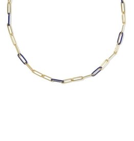 KENDRA SCOTT DESIGN Courtney Gold Enamel Link and Chain Necklace in Dark Blue Enamel