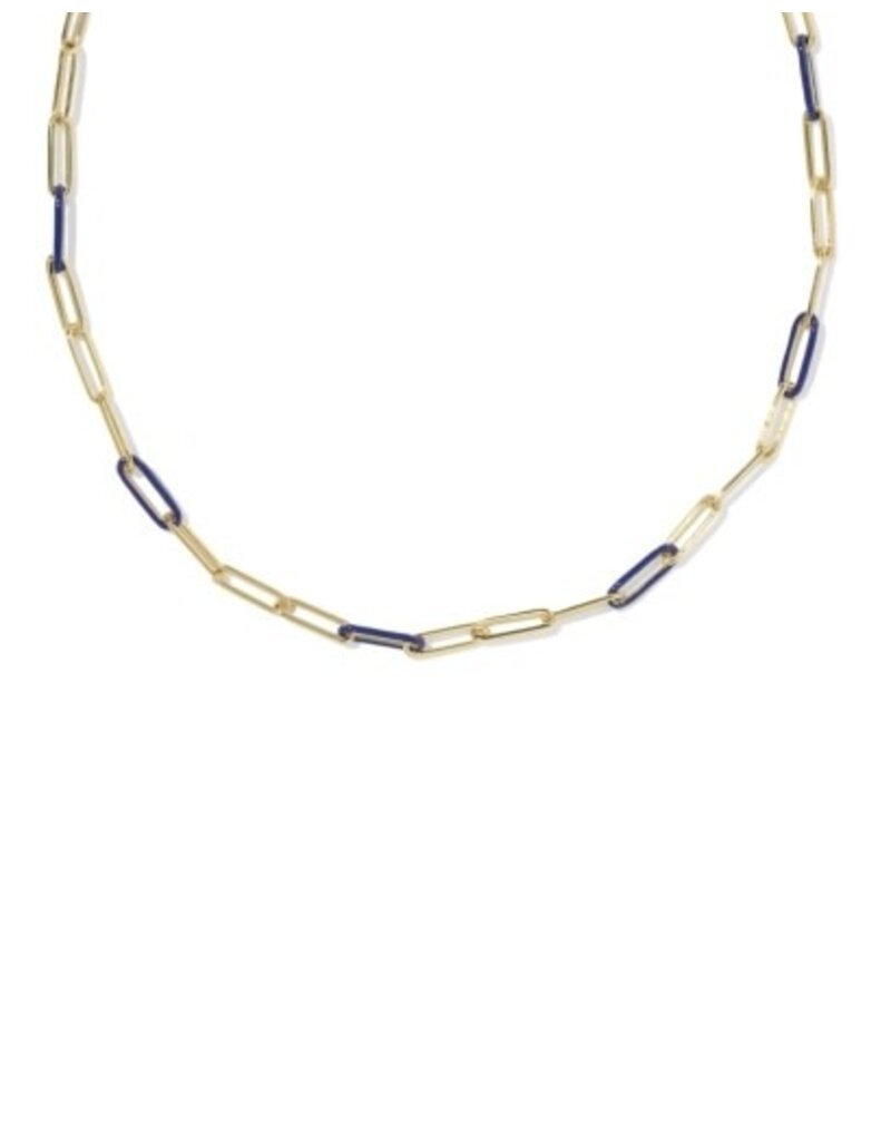 KENDRA SCOTT DESIGN Courtney Gold Enamel Link and Chain Necklace in Dark Blue Enamel