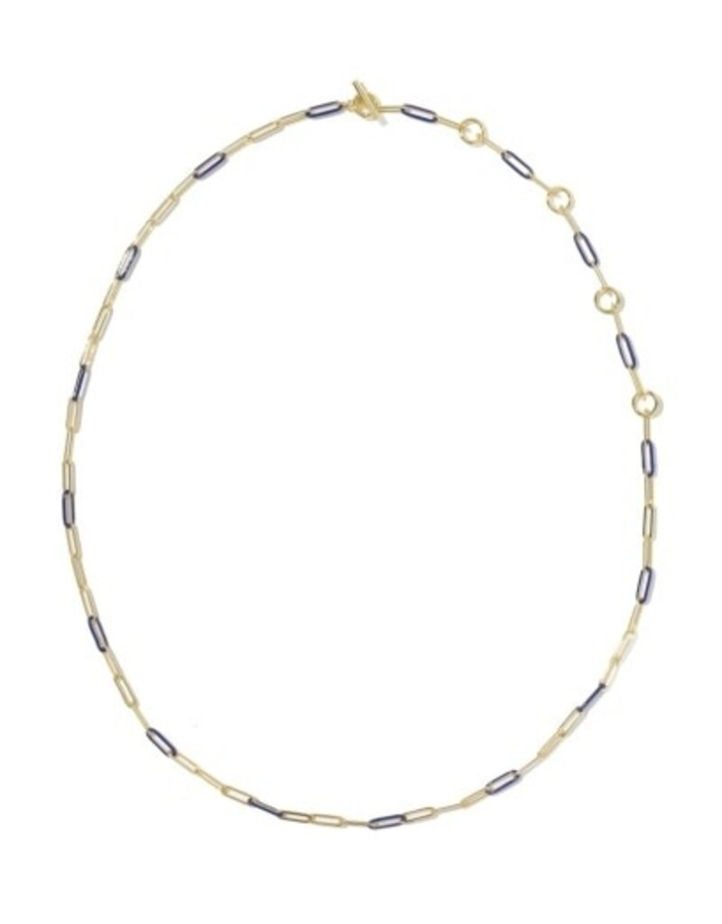 KENDRA SCOTT DESIGN Courtney Gold Enamel Link and Chain Necklace in Dark Blue Enamel