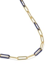 KENDRA SCOTT DESIGN Courtney Gold Enamel Link and Chain Necklace in Dark Blue Enamel