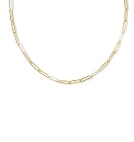 KENDRA SCOTT DESIGN Courtney Gold Enamel Link and Chain Necklace in White Enamel