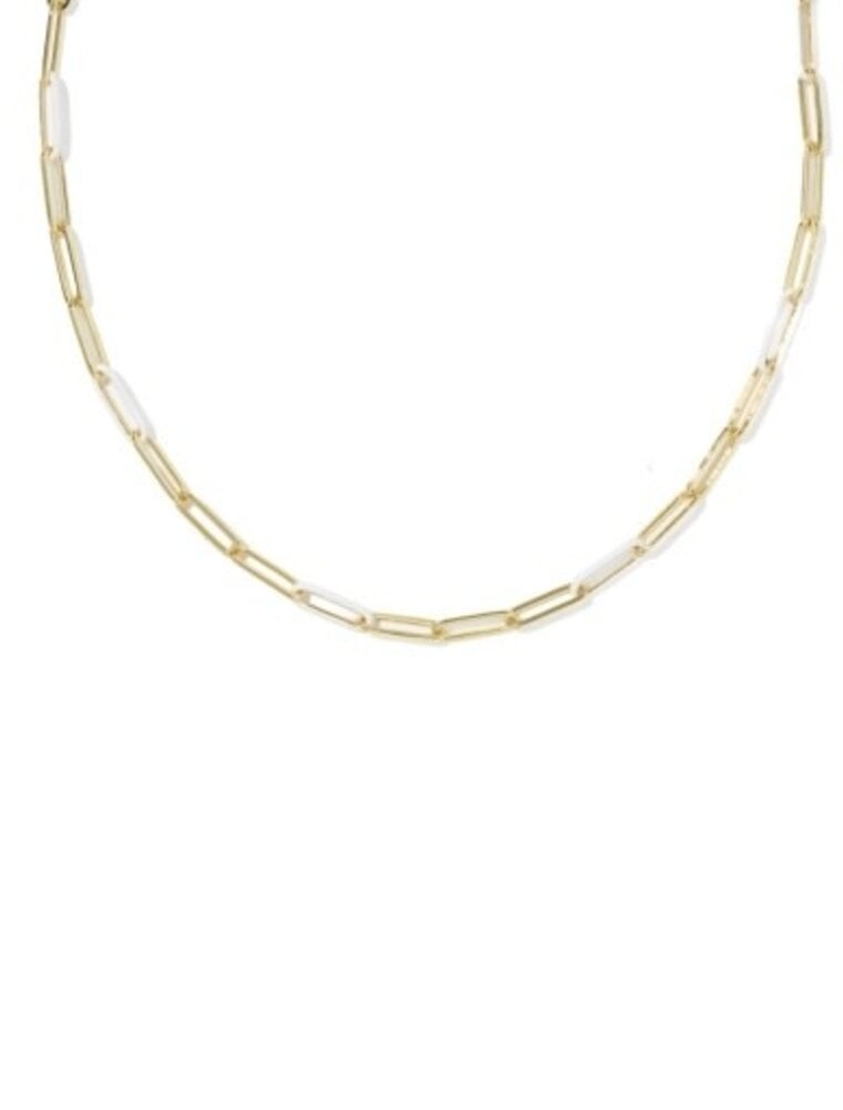 KENDRA SCOTT DESIGN Courtney Gold Enamel Link and Chain Necklace in White Enamel