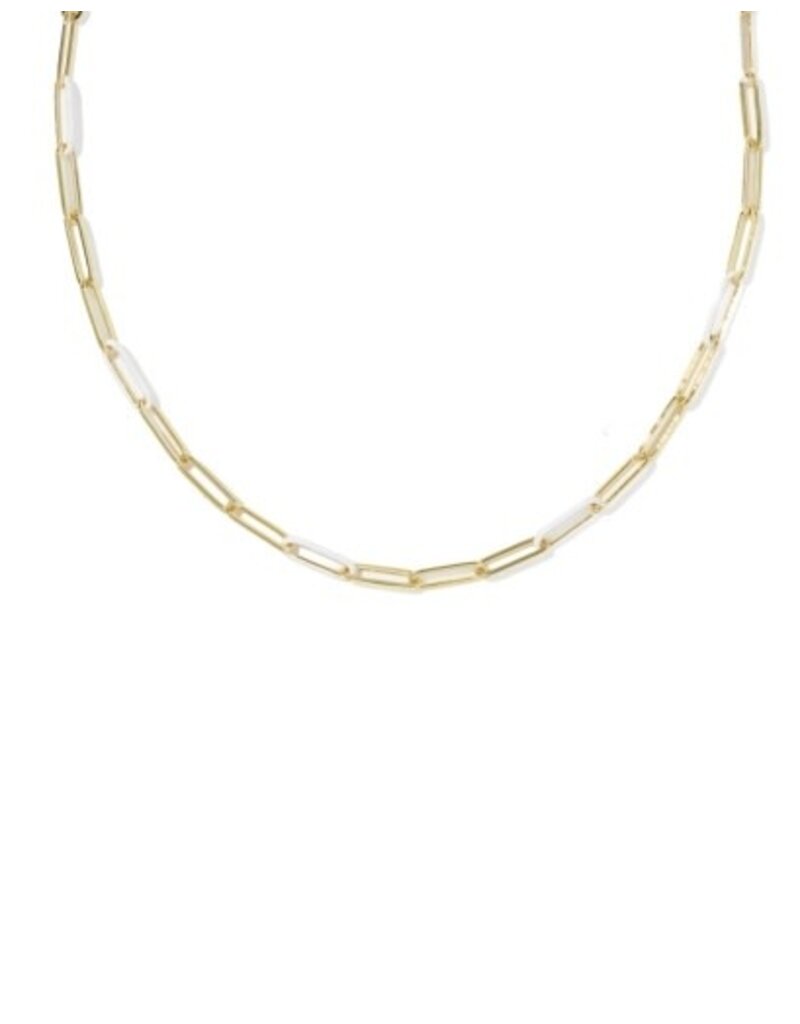 KENDRA SCOTT DESIGN Courtney Gold Enamel Link and Chain Necklace in White Enamel
