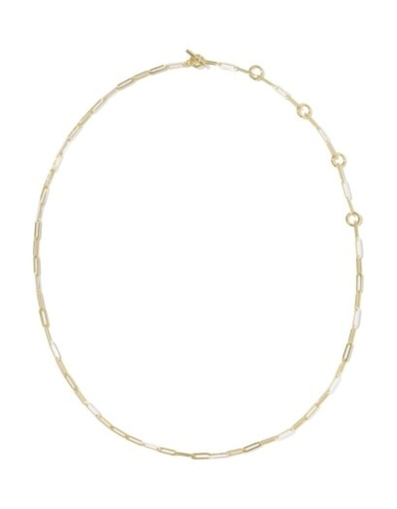 KENDRA SCOTT DESIGN Courtney Gold Enamel Link and Chain Necklace in White Enamel