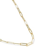 KENDRA SCOTT DESIGN Courtney Gold Enamel Link and Chain Necklace in White Enamel