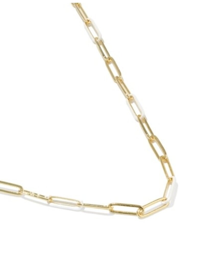 KENDRA SCOTT DESIGN Courtney Gold Enamel Link and Chain Necklace in White Enamel