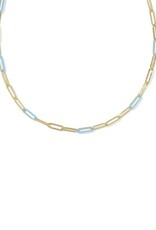 KENDRA SCOTT DESIGN Courtney Gold Enamel Link and Chain Necklace in Light Blue Enamel