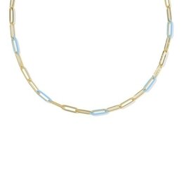 KENDRA SCOTT DESIGN Courtney Gold Enamel Link and Chain Necklace in Light Blue Enamel