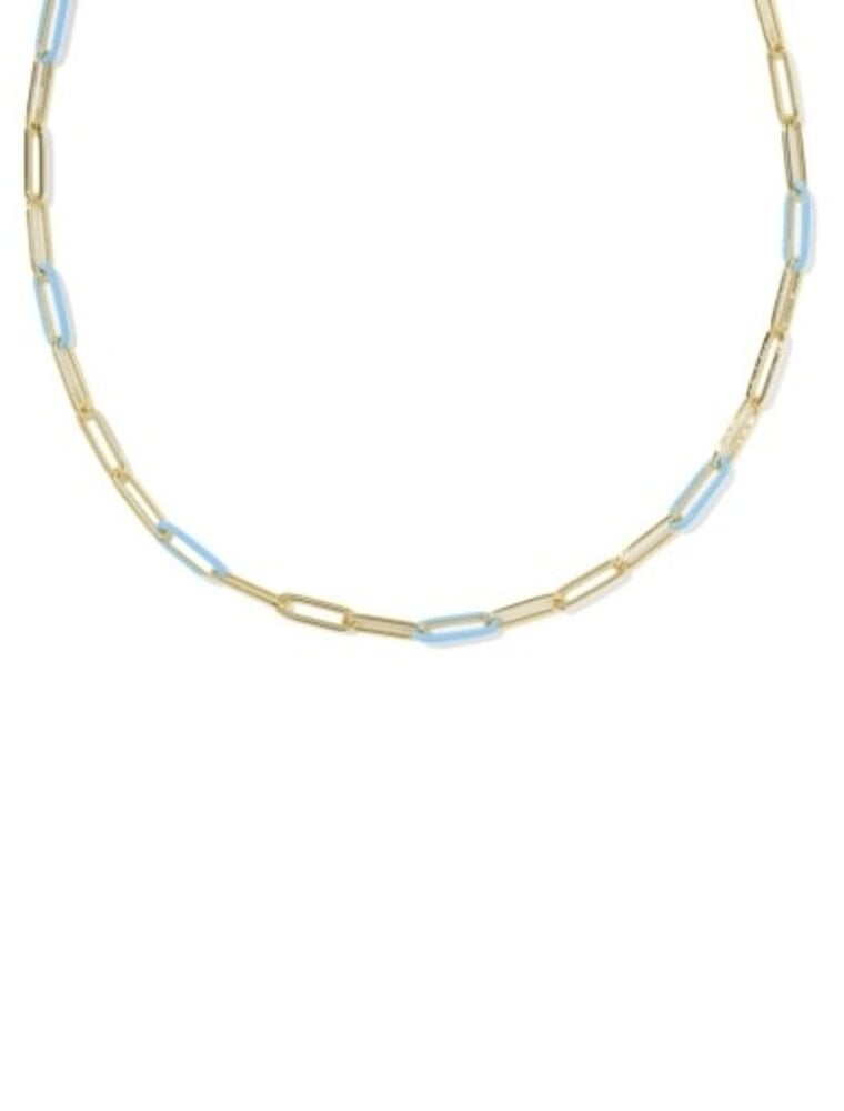 KENDRA SCOTT DESIGN Courtney Gold Enamel Link and Chain Necklace in Light Blue Enamel