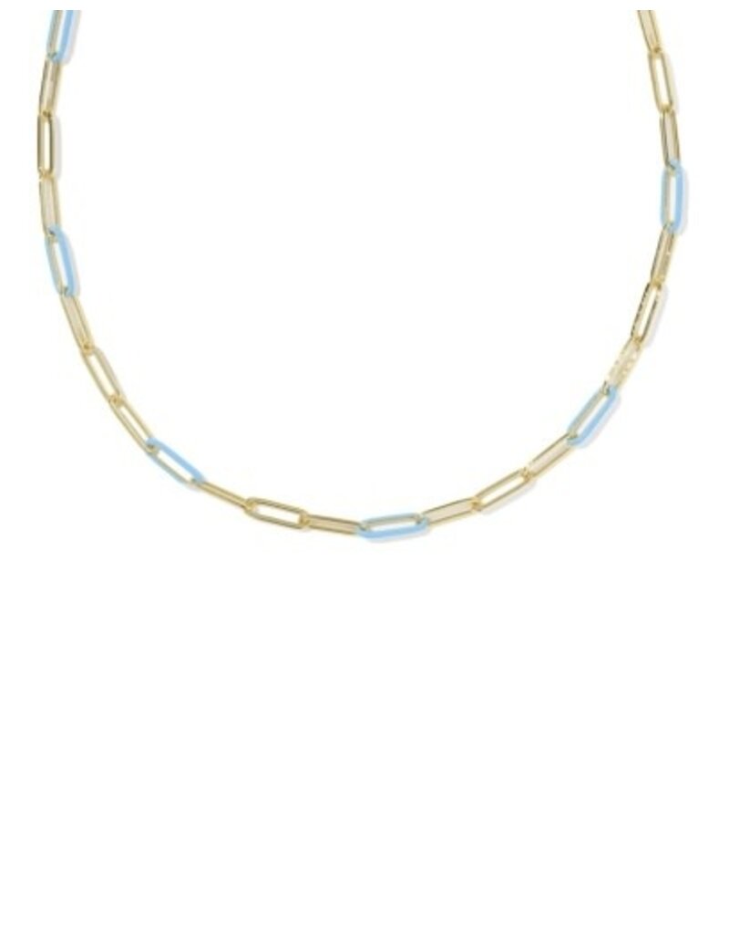 KENDRA SCOTT DESIGN Courtney Gold Enamel Link and Chain Necklace in Light Blue Enamel