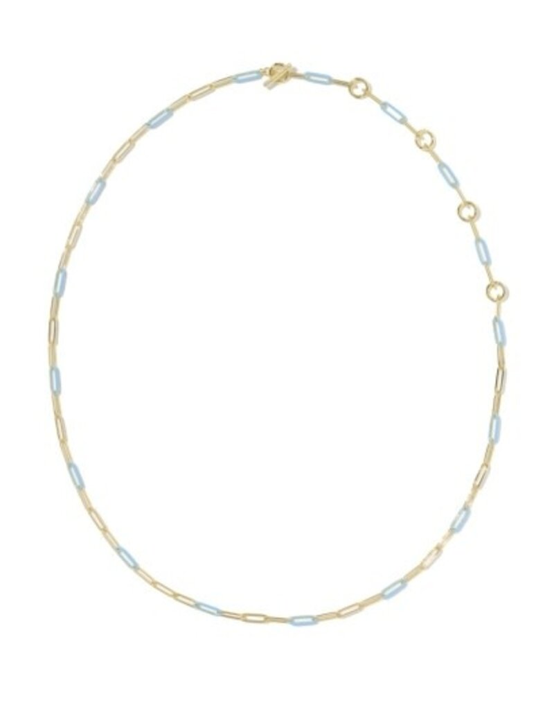 KENDRA SCOTT DESIGN Courtney Gold Enamel Link and Chain Necklace in Light Blue Enamel