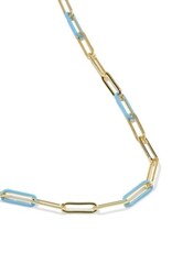 KENDRA SCOTT DESIGN Courtney Gold Enamel Link and Chain Necklace in Light Blue Enamel