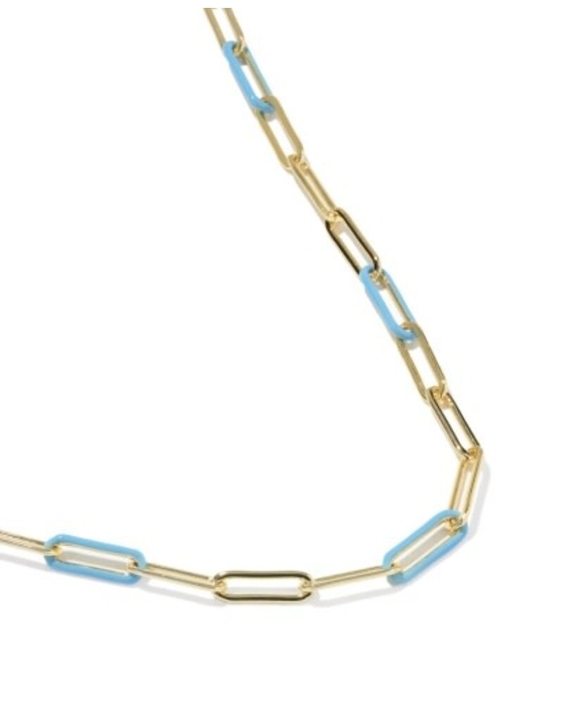KENDRA SCOTT DESIGN Courtney Gold Enamel Link and Chain Necklace in Light Blue Enamel