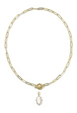 KENDRA SCOTT DESIGN Elisa Gold Enamel Link and Chain Necklace in White Mother-of-Pearl