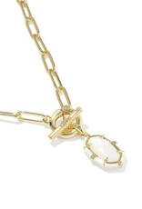 KENDRA SCOTT DESIGN Elisa Gold Enamel Link and Chain Necklace in White Mother-of-Pearl