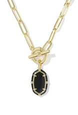 KENDRA SCOTT DESIGN Elisa Gold Enamel Link and Chain Necklace in Black Agate