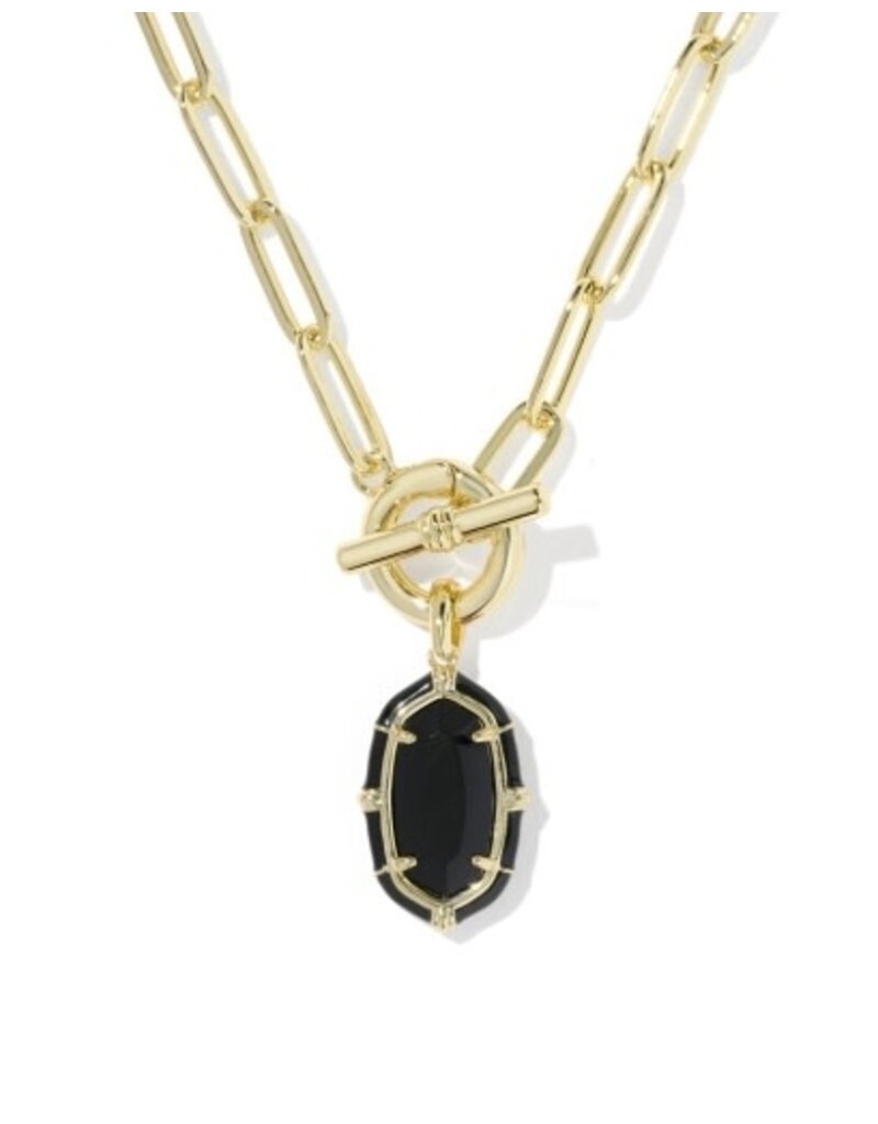 KENDRA SCOTT DESIGN Elisa Gold Enamel Link and Chain Necklace in Black Agate