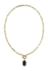 KENDRA SCOTT DESIGN Elisa Gold Enamel Link and Chain Necklace in Black Agate