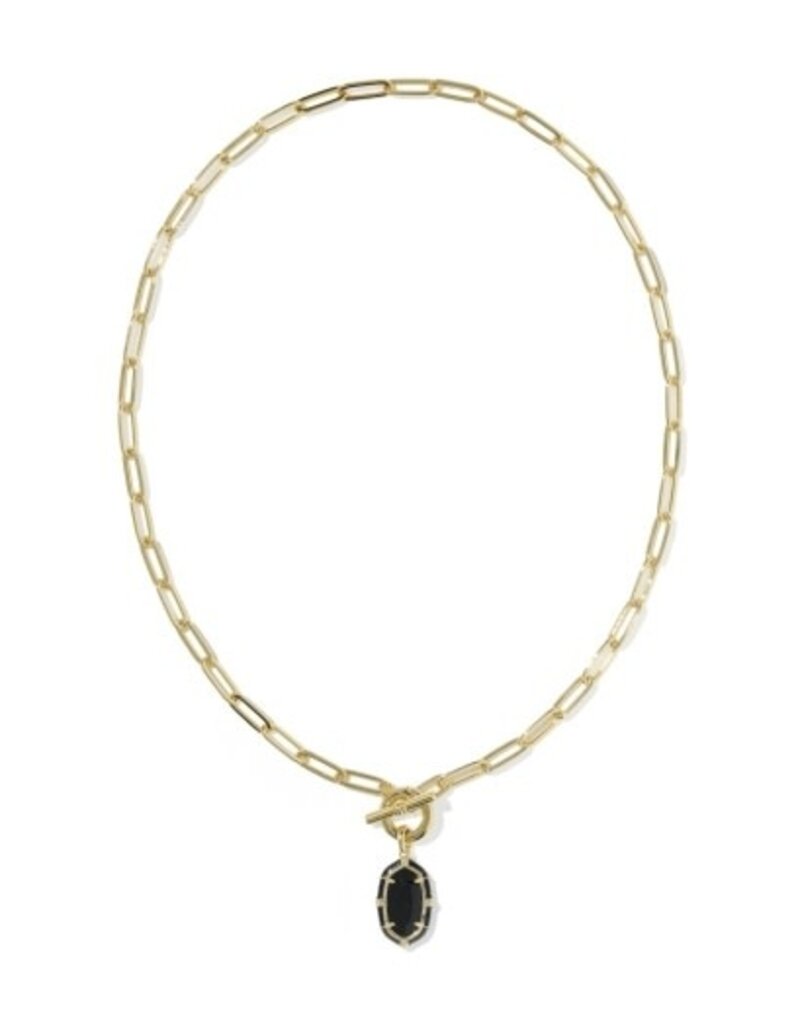 KENDRA SCOTT DESIGN Elisa Gold Enamel Link and Chain Necklace in Black Agate