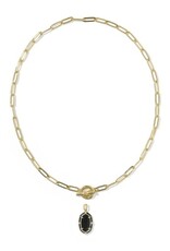 KENDRA SCOTT DESIGN Elisa Gold Enamel Link and Chain Necklace in Black Agate