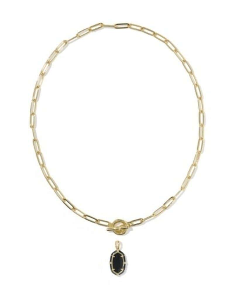 KENDRA SCOTT DESIGN Elisa Gold Enamel Link and Chain Necklace in Black Agate
