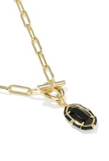 KENDRA SCOTT DESIGN Elisa Gold Enamel Link and Chain Necklace in Black Agate