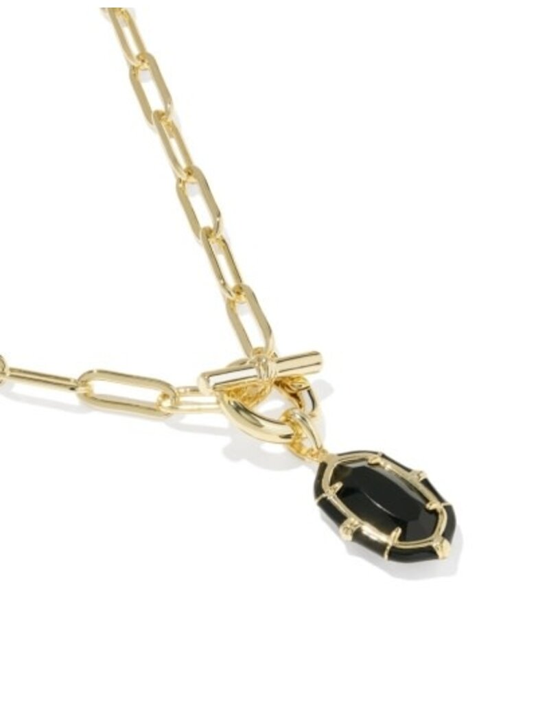 KENDRA SCOTT DESIGN Elisa Gold Enamel Link and Chain Necklace in Black Agate