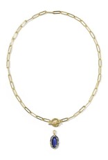 KENDRA SCOTT DESIGN Elisa Gold Enamel Link and Chain Necklace in Navy Mother-of-Pearl