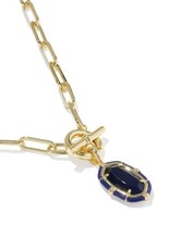 KENDRA SCOTT DESIGN Elisa Gold Enamel Link and Chain Necklace in Navy Mother-of-Pearl