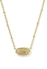 KENDRA SCOTT DESIGN Tiger Striped Elisa Gold Short Pendant Necklace in Dark Brown Hawk's Eye