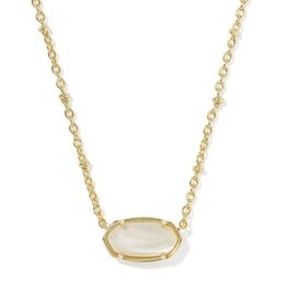 KENDRA SCOTT DESIGN Tiger Striped Elisa Gold Short Pendant Necklace in Natural Mother-of-Pearl