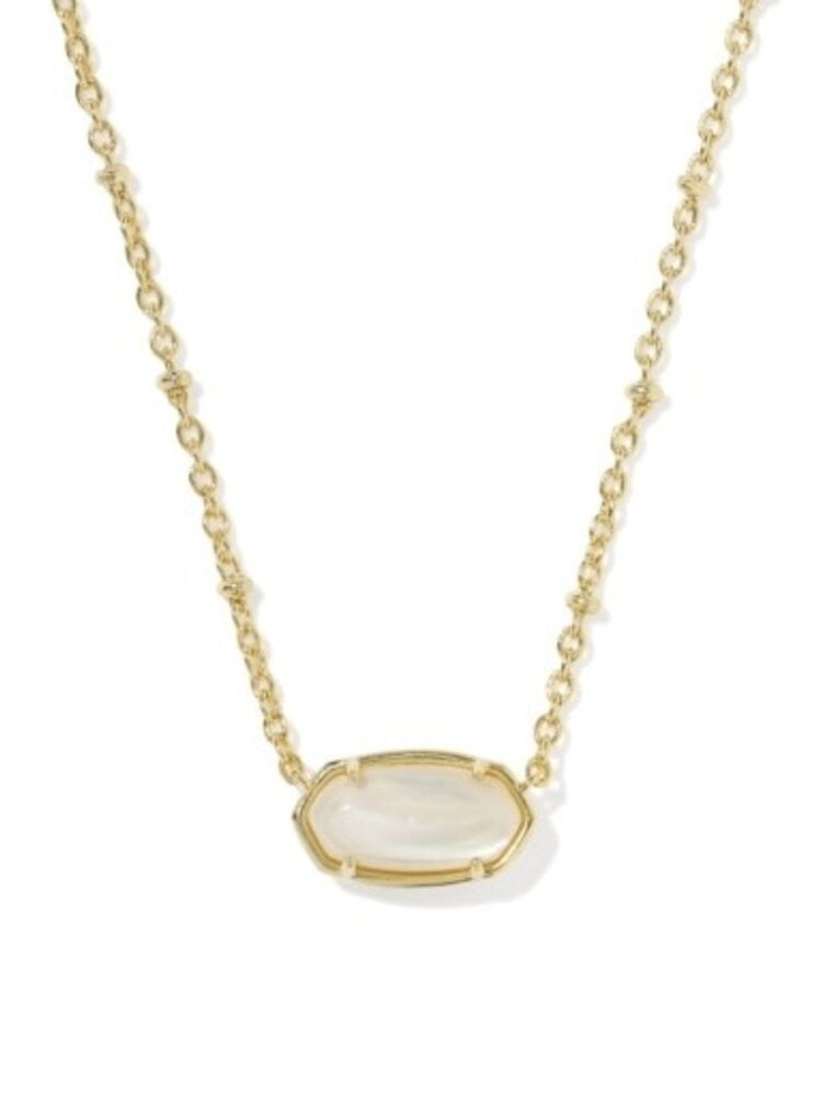 KENDRA SCOTT DESIGN Tiger Striped Elisa Gold Short Pendant Necklace in Natural Mother-of-Pearl
