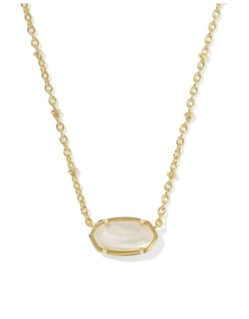 KENDRA SCOTT DESIGN Tiger Striped Elisa Gold Short Pendant Necklace in Natural Mother-of-Pearl