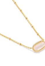 KENDRA SCOTT DESIGN Tiger Striped Elisa Gold Short Pendant Necklace in Natural Mother-of-Pearl