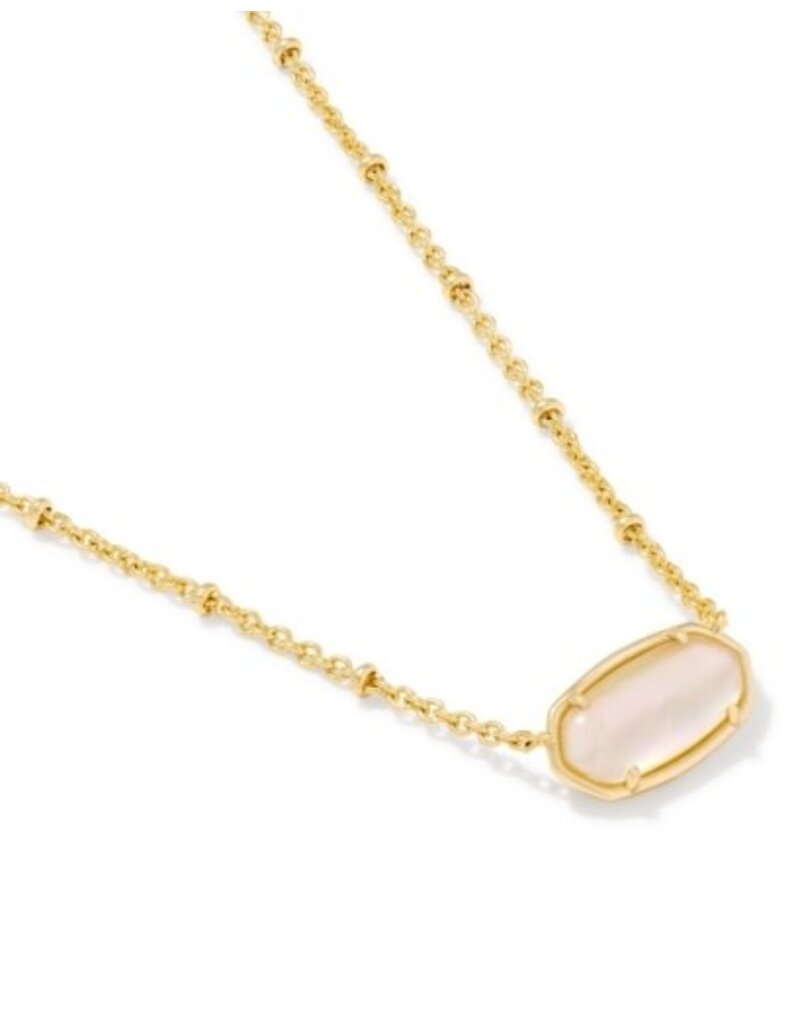 KENDRA SCOTT DESIGN Tiger Striped Elisa Gold Short Pendant Necklace in Natural Mother-of-Pearl