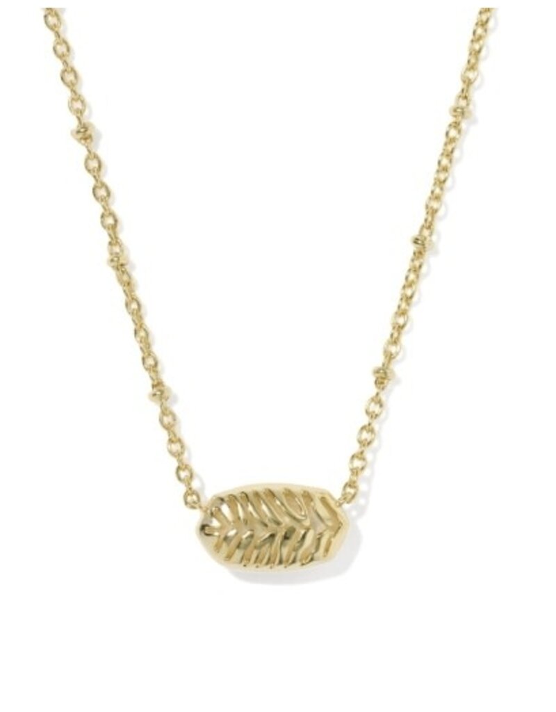 KENDRA SCOTT DESIGN Tiger Striped Elisa Gold Short Pendant Necklace in Natural Mother-of-Pearl